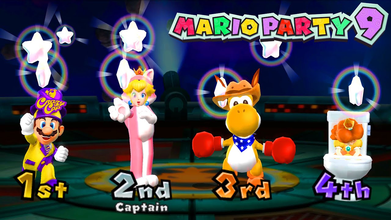 Mario Party 9 Bowser Station - Mario vs Peach vs Yoshi vs Daisy Gameplay | MarioGame