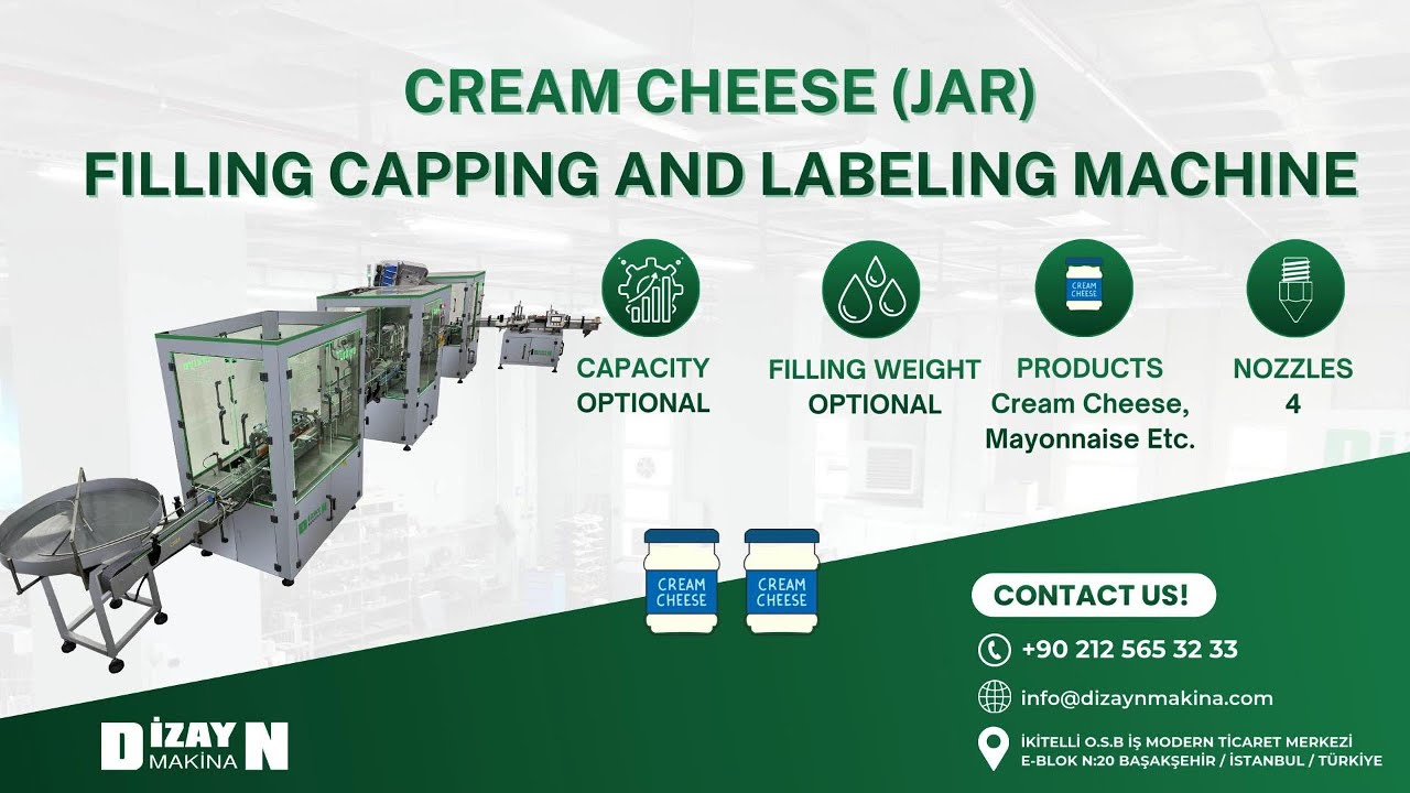 Cream Cheese Jar Filling Capping and Labeling Machine📍Krem Peynir Kavanoz Dolum Kapatma & Etiketleme