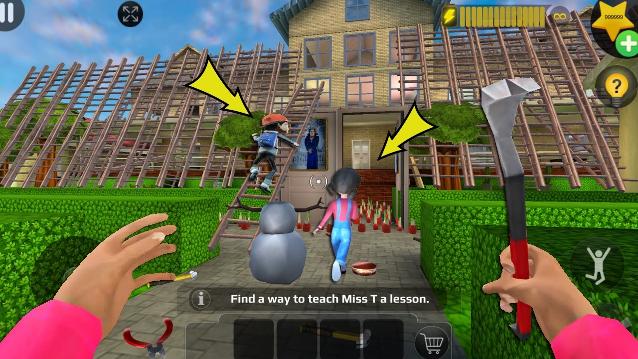 Scary Teacher 3D - троллинг мисс Т, множество лестниц и ловушек (мод-меню), часть 6113 #scaryteac...