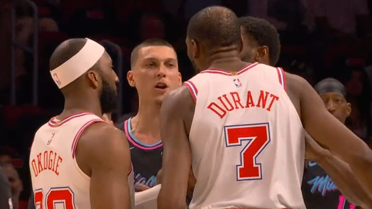 Kevin Durant gets HEATED with Tyler Herro and they exchange words 👀