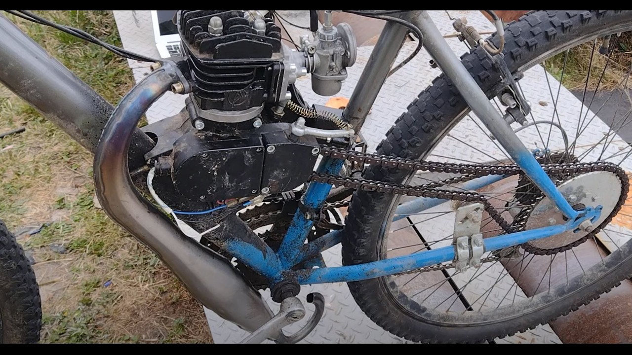 Testing the latest hydroformed pipe on the aliexpress Minarelli motorized bicycle kit