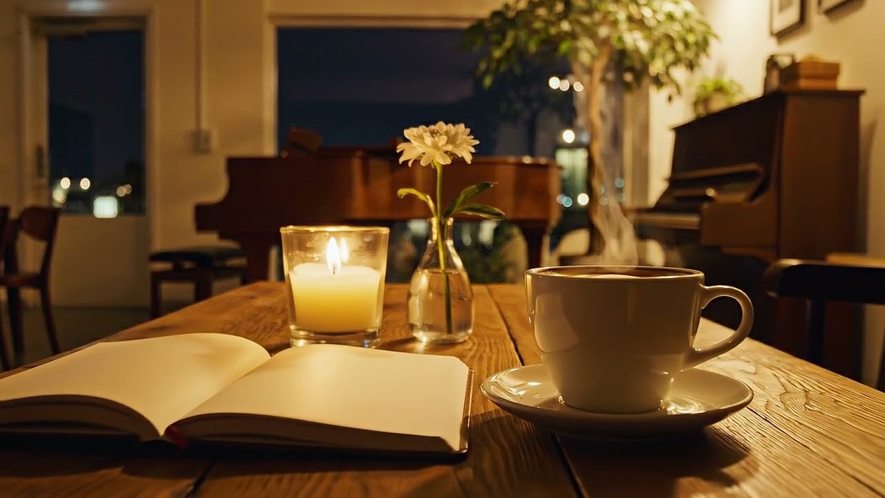 Best Of Rainy Cozy Midnight Cafe Jazz 🌧️ Relaxing Background Music for Sleep (4 Hours)