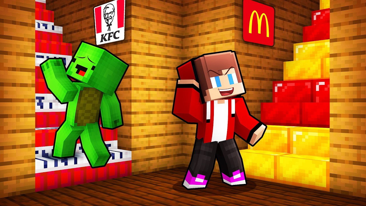 Mikey & JJ Choose Mcdonalds vs KFC STAIR in Minecraft (Maizen)