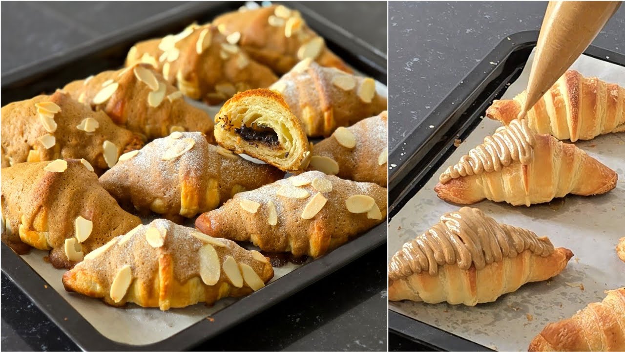 Kenapa baru tau? Croissant dibuat seperti ini enak banget. Coffee almond croissant ala² roti b*y