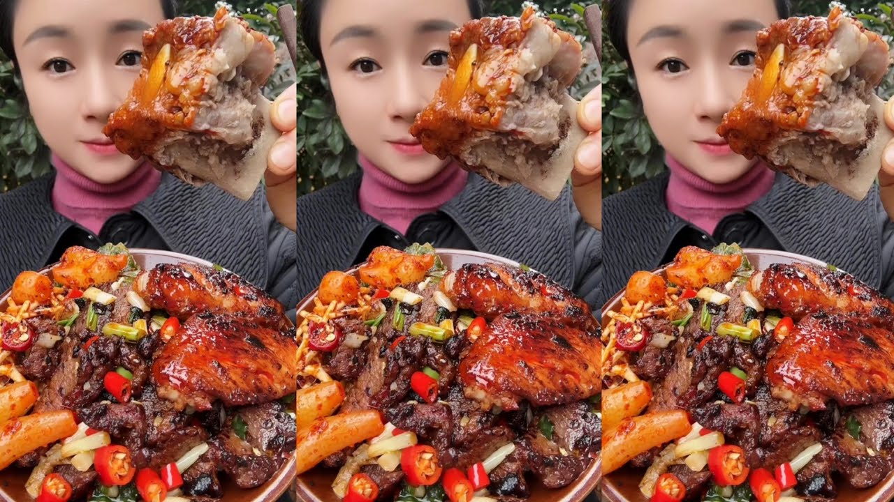 Homemade Mukbang 🔥 Eating Red Chili  Braised Pork Belly With Sauce Spicy 🥵 I Super Delicious! 
