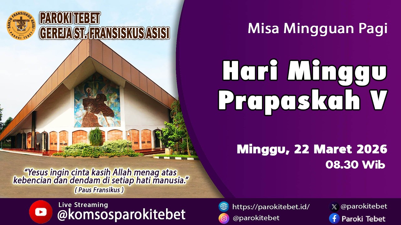 Misa Mingguan Pagi - Hari Minggu Prapaskah I     Minggu, 22 Februari 2026  Pukul 08.30 Wib