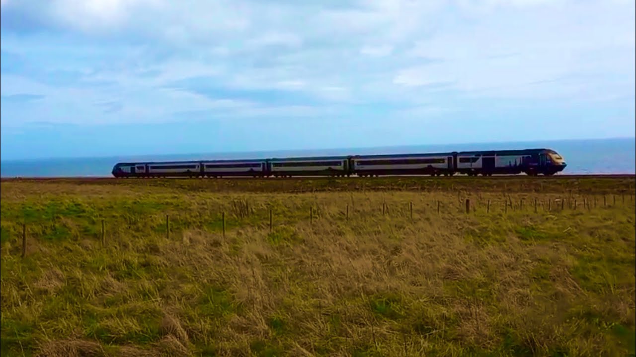 Trains at Cove Bay, Aberdeen with amazing scenery! Including ScotRail, LNER and Colas railfreight.