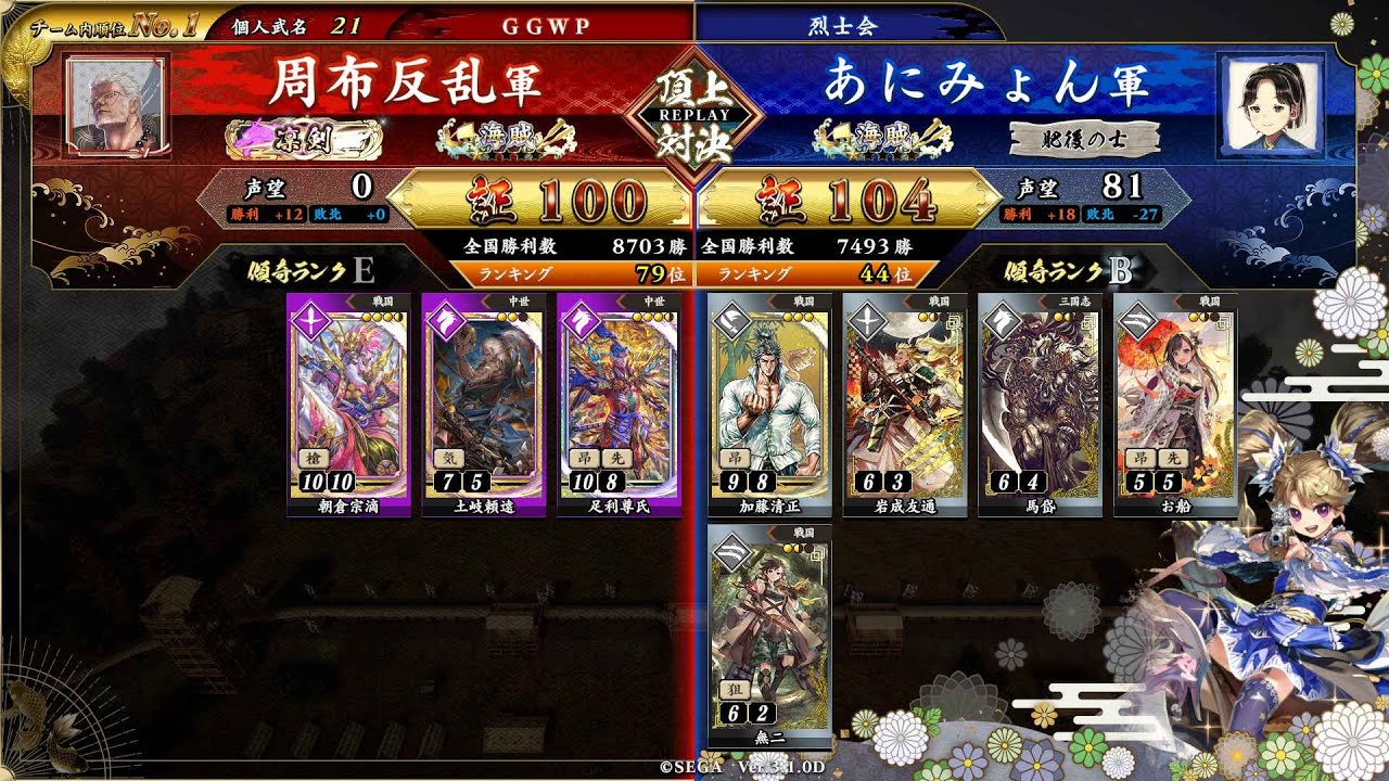 英傑大戦 頂上対決【2026/01/26】周布反乱 VS あにみょん