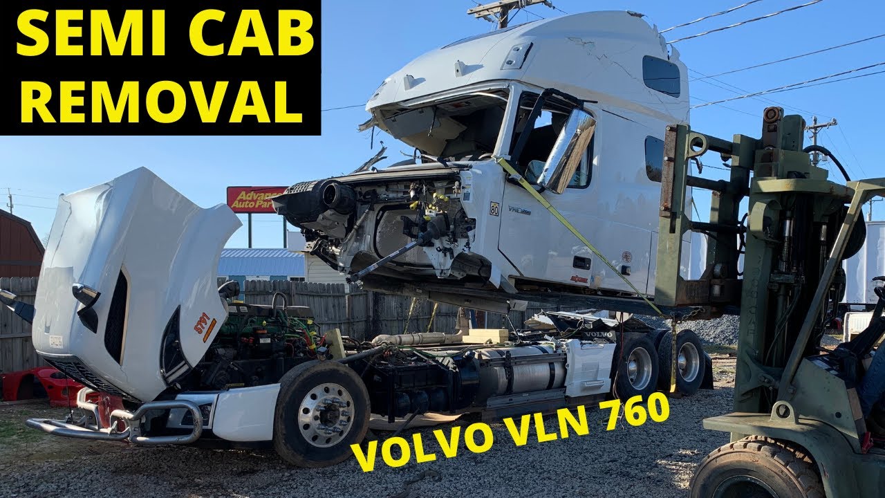 REMOVING CAB Off Wrecked Volvo VNL Semi 2018 from Copart