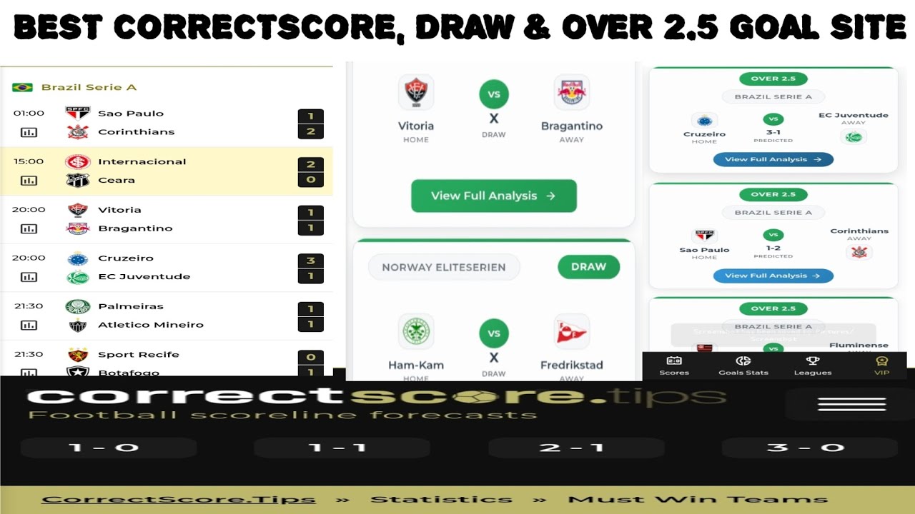 Best Correct Score, Draws & Over 2.5 Predictions Site | Accurate Website for sure winning daily ✅✅