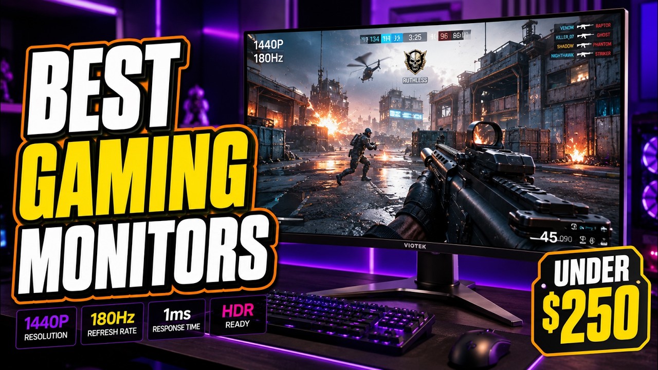 Top 10 Best Gaming Monitors Under $250 With High Refresh Rate and Low Input Lag