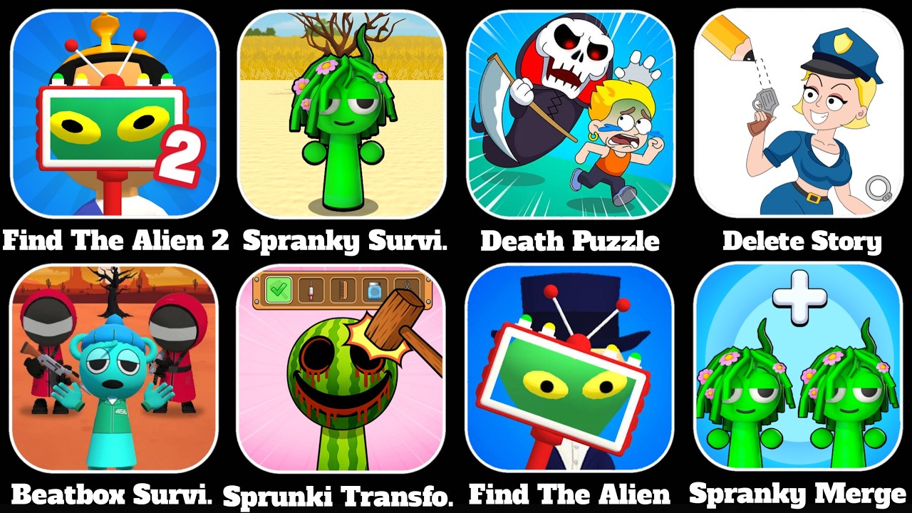 Find The Alien 2, Spranky Survival, Death Puzzle, Delete Story, Beatbox Survival, VeniX GamePlay