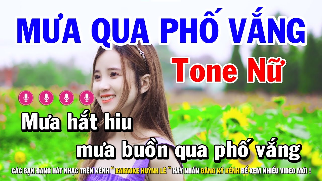 Karaoke Mưa Qua Phố Vắng - Tone Nữ Abm || Nhạc Sống Huỳnh Lê