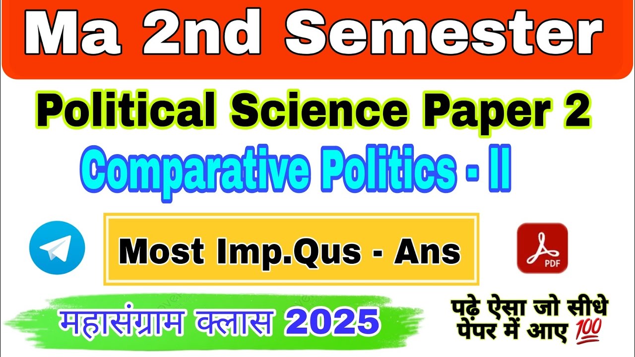 Ma 2nd Semester Political Science Paper 2 Most Important Questions💥Ma 2nd Semester Political Science