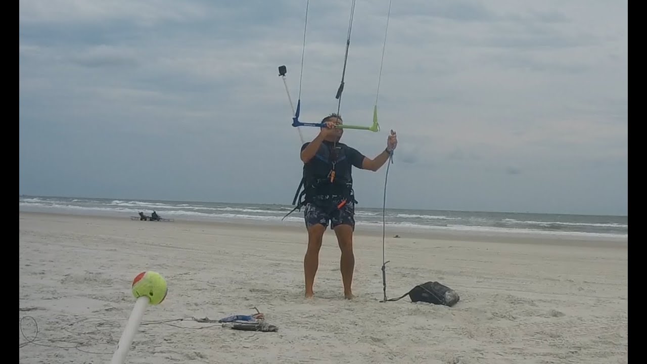 Self landing a 15 meter foil kite in 12 to 15 mph winds