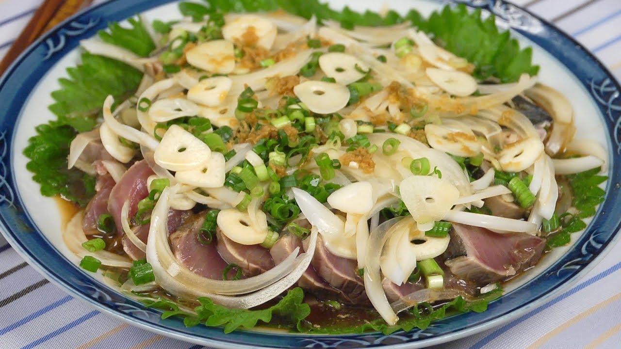 Katsuo Tataki Recipe (Seasoned Seared Skipjack Tuna) Bonito Tataki | Cooking with Dog