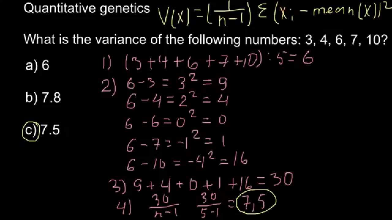 Quantitative Genetics - How to find variance of the given numbers