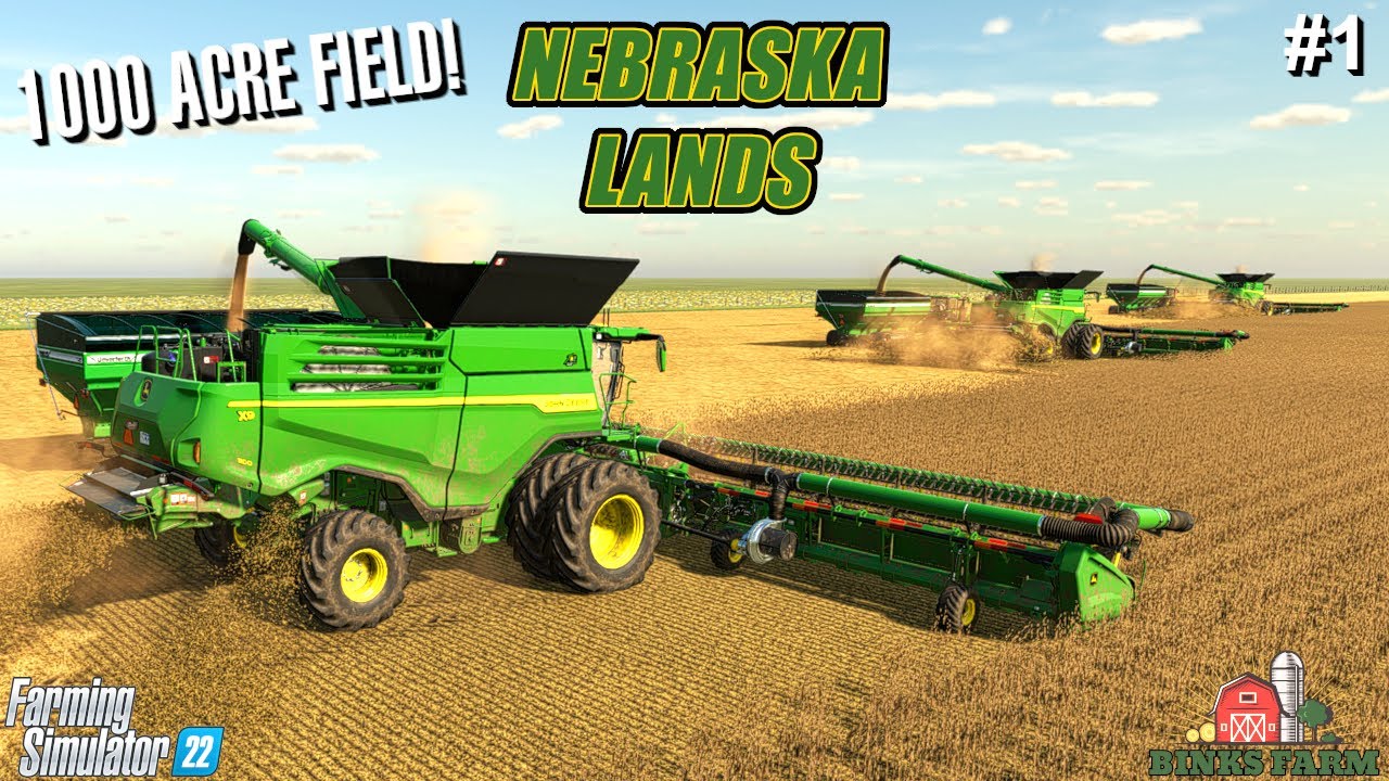 1000 ACRE FIELD MEGA SOYBEAN HARVEST! | Nebraska Lands | Farming Simulator 22