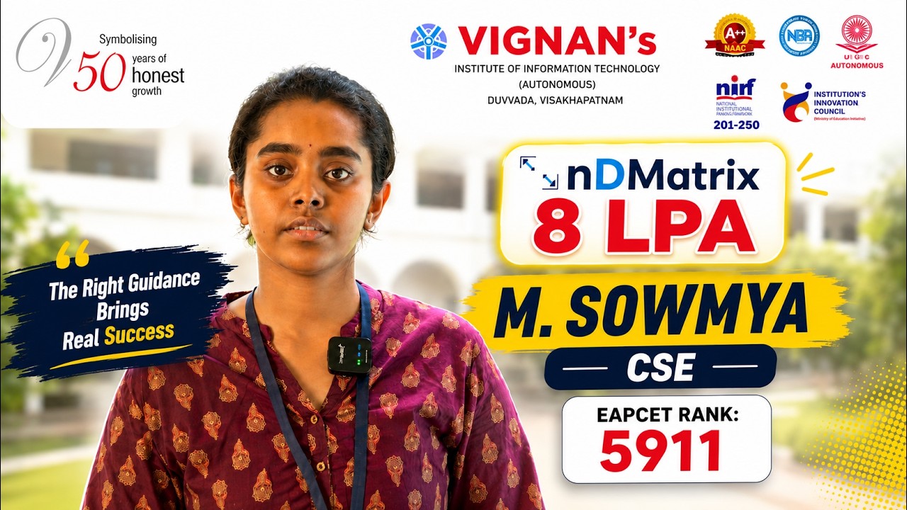🔥 8 LPA Placement Success | M. Sowmya (CSE) Placed at nDMatrix | VIIT Placements 2026 🚀