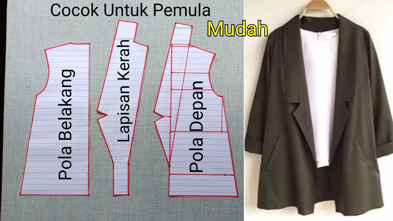 Pola Blazer Wanita Sederhana Mudah Cocok Untuk Pemula Dan Cara Memotong Polanya