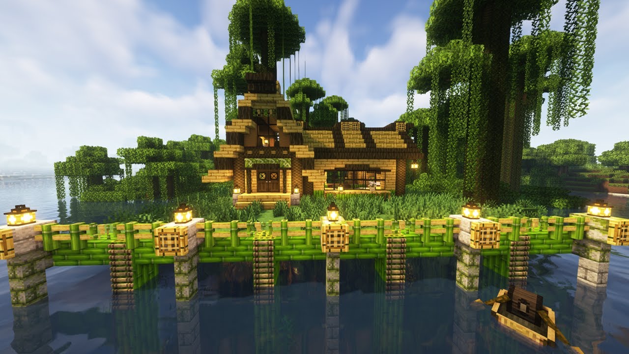 Minecraft⎹  Tutorial⎹  Let's Build a Bamboo House 🎍⎹  mizuno's 16 craft Resource Pack
