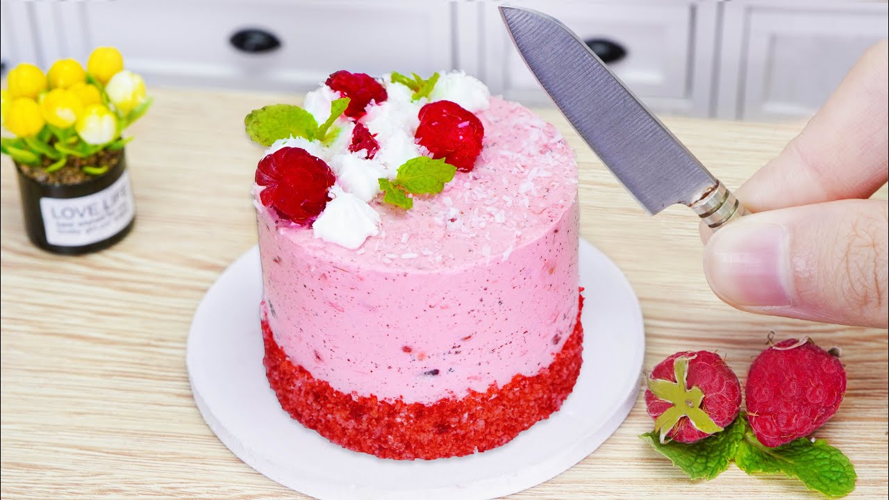 Tiny Cooking | Sweet Miniature Raspberry Decorating Cake | Best Miniature Fruit Cake With You