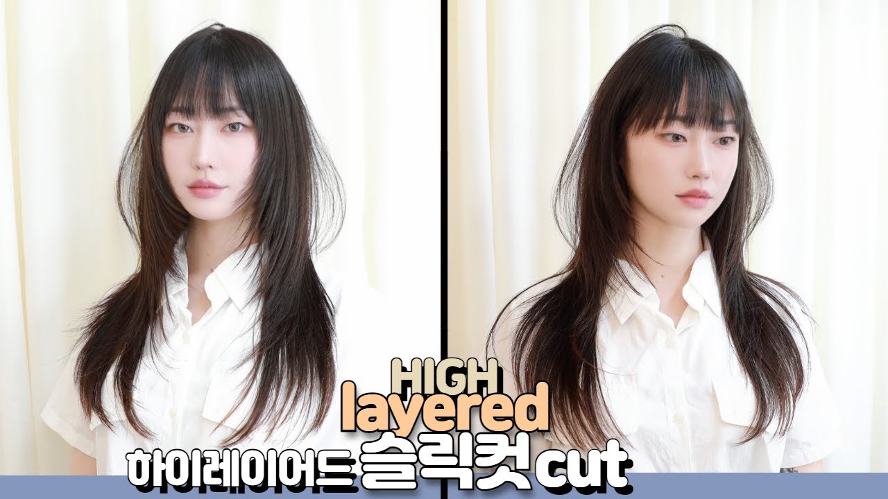 SUB)풀뱅 페이스라인 레이어드컷, 슬릭컷, 얼굴라인에 층이 많이 들어가는 레이어 스타일 how to cut long layered style 청담동 미용실  | 마스터콴