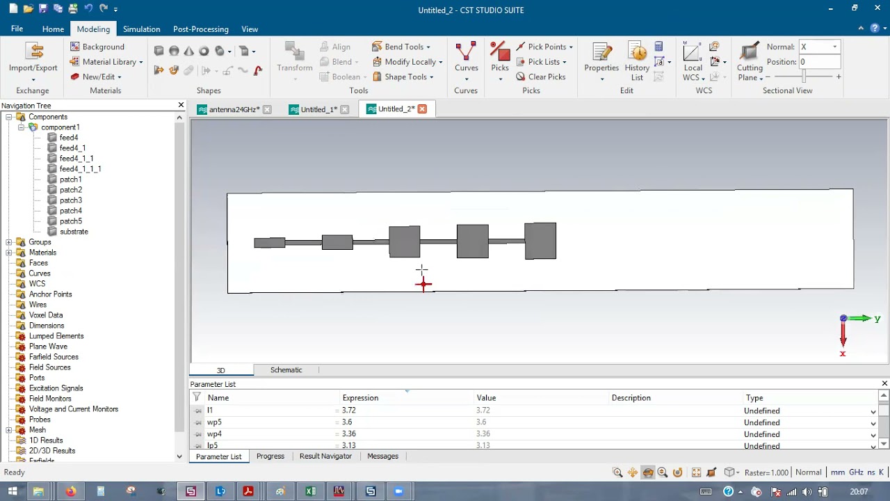 Design of Series feed array antenna at 24 GHz using CST software
