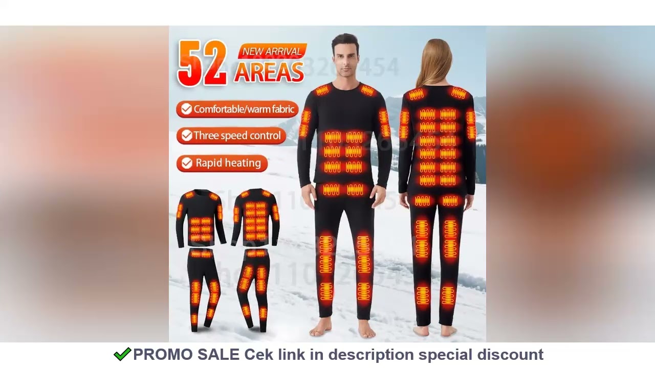 52 Areas New Heated Underwear Winter Thermal Underwear Women Men Heating Jacket Winter Accessories U