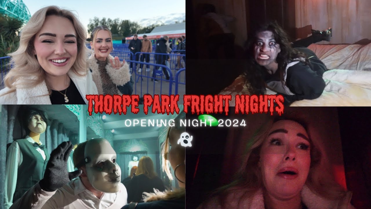 Thorpe Park Fright Nights opening night! | Maze Walk Throughs | Trying Wing Stop! 😋