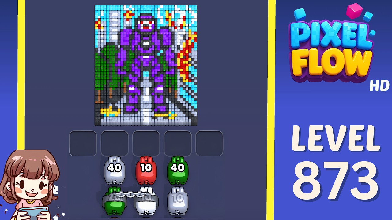 Pixel Flow Level 873 Solution Walkthrough