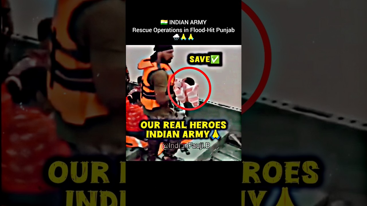 Indian Army🙏 Rescue Operations in Flood-Hit Punjab🌧️🙏 Big Salute🫡 #army #indianarmy #punjab #rescue