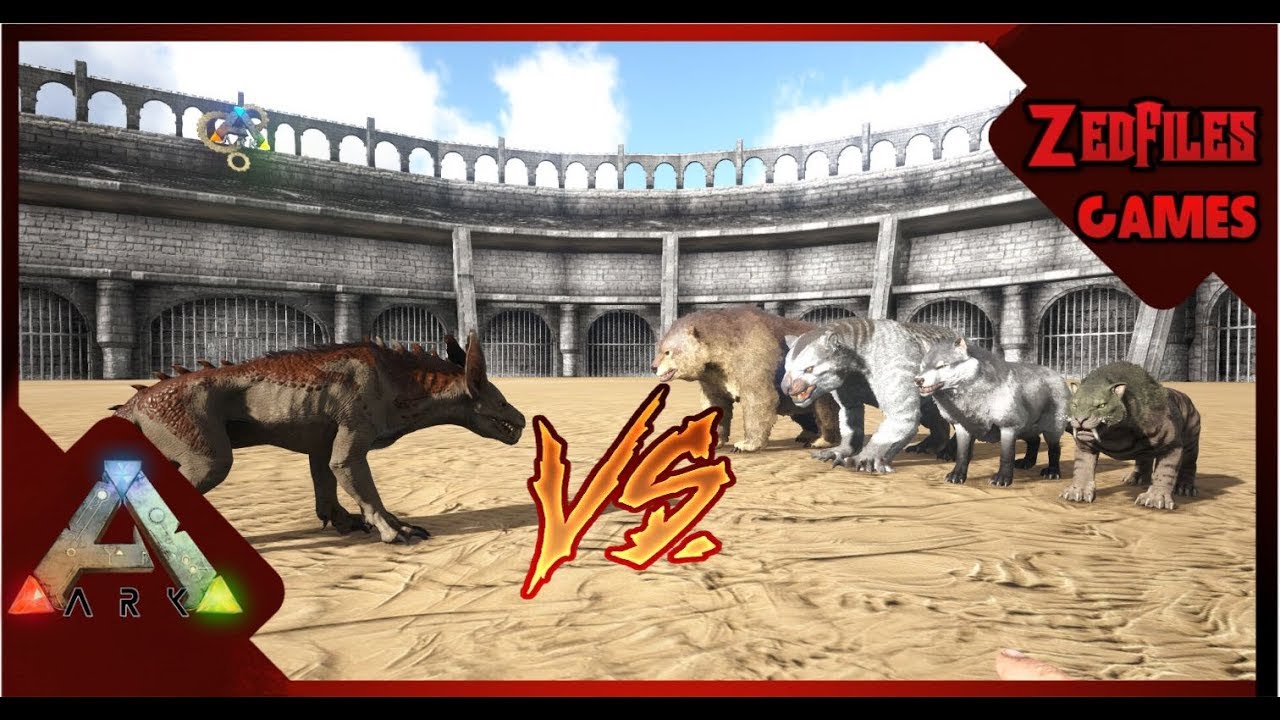 Ravager VS Direbear, Direwolf, Sabertooth and Thylacoleo! Ark: Survival Evolved