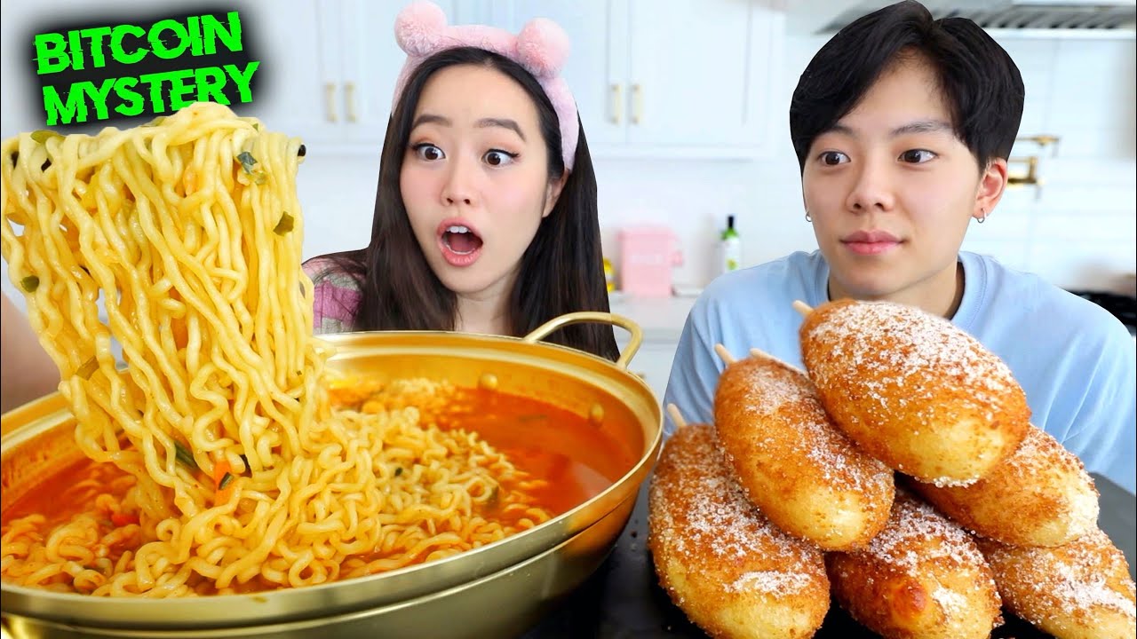 CHEESY KOREAN MOZZARELLA CORNDOGS + SPICY CHEESY RAMEN MUKBANG