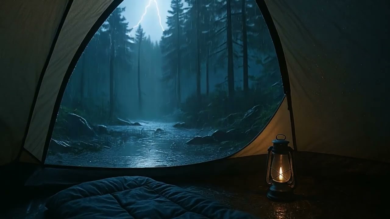 4K Rain Sounds Inside a Tent – Cozy Camping in the Woods (No Music)