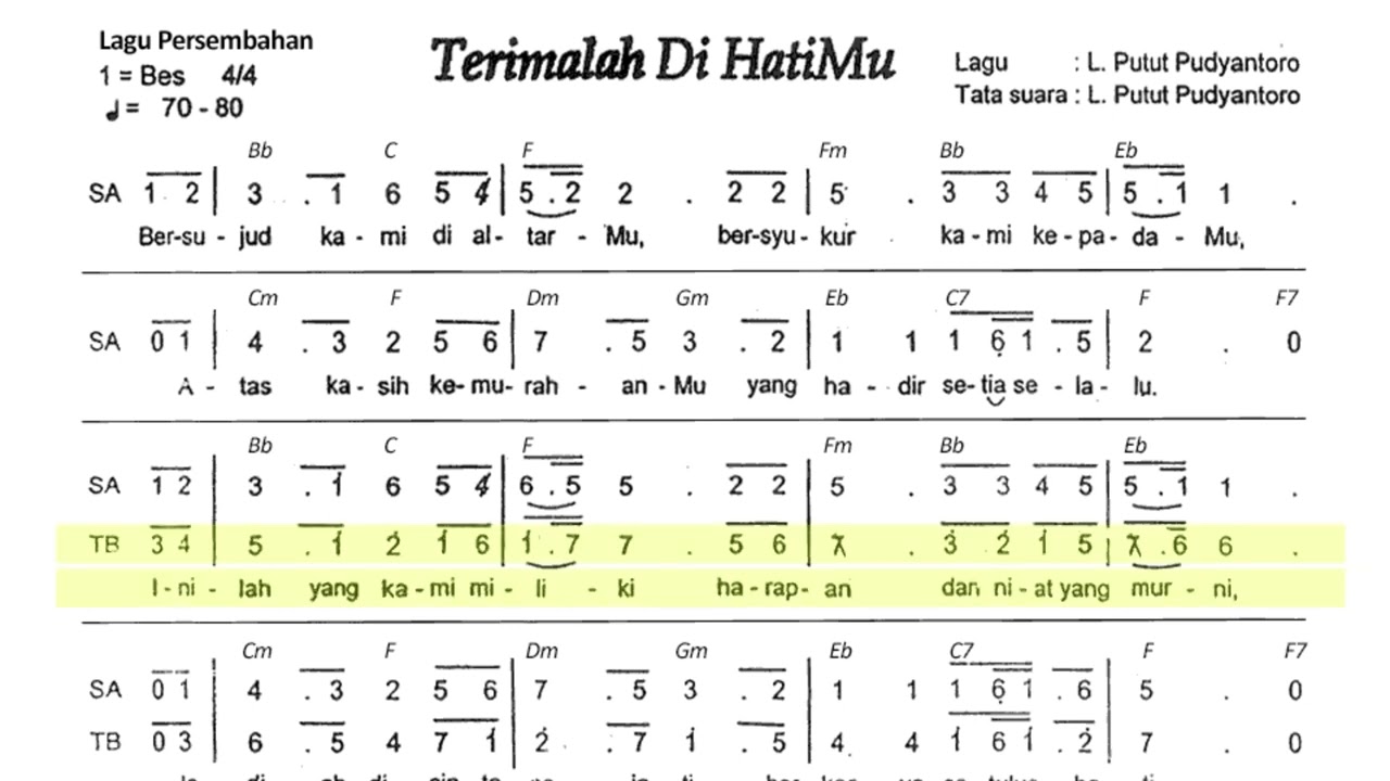Terimalah Di HatiMu (L. Putut Pudyantoro) Tenor