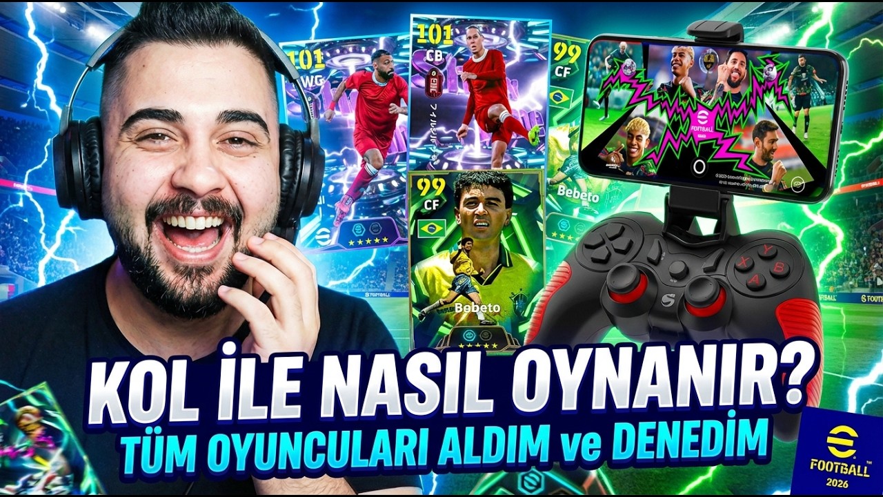 OHAA!! KOL İLE EFOOTBALL MOBILE OYNAMA GELDİ! 😱 NASIL BAĞLANIR? TÜM PAKETLERİ AÇIP DENEDİM!