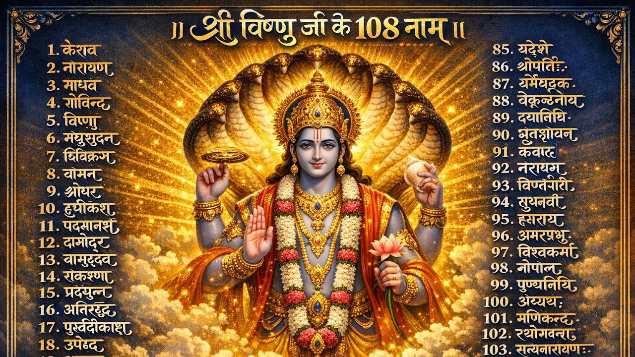 Vishnu Namavali विष्णु जी 108 नाम  पढे और पाये  Powerful  Mantra for Prosperity Peace  &Stability 