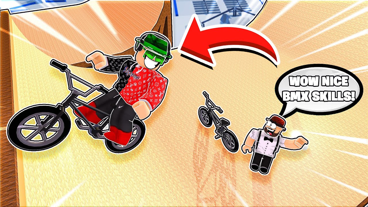 SIMASGAMER AND SGDAD DOING INSANE TRICKS WITH BMX BIKE AT A GIANT SKATEPARK OBBY in ROBLOX