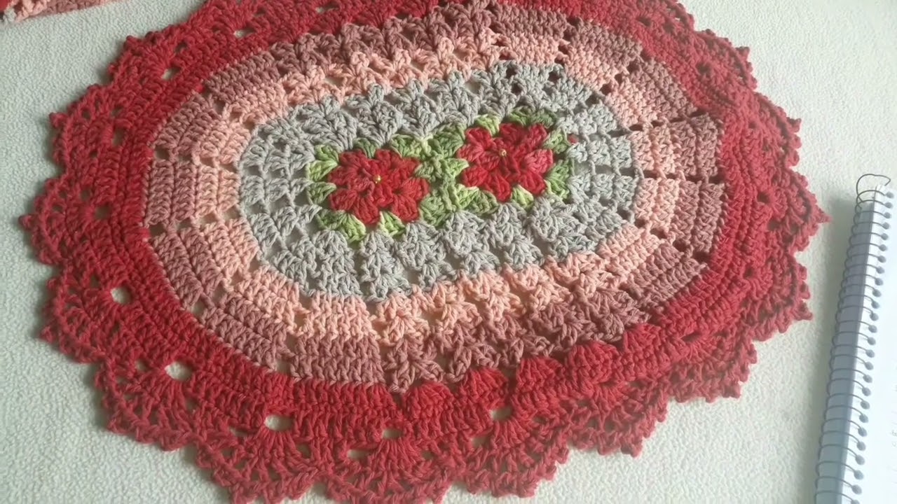 Jogo de banheiro florata @crochedagihoficial 2/3 combinação com vermelho ❤❤❤