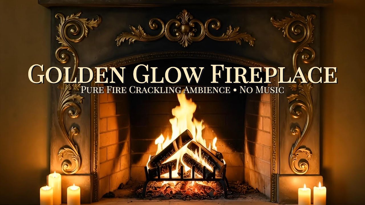 ⚜️ Golden Glow Fireplace ⚜️  Pure Fire Crackling Ambience No Music ⚜️