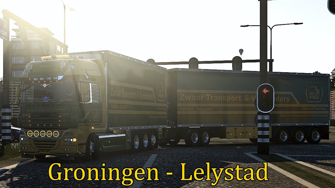 Euro Truck Simulator 2 Met de DAF LZV van Groningen naar Lelystad 24 ton aan lamsvlees NL