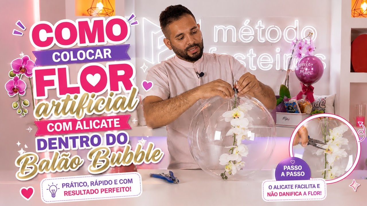 Como introduzir flores dentro do balão Bubble transparente.