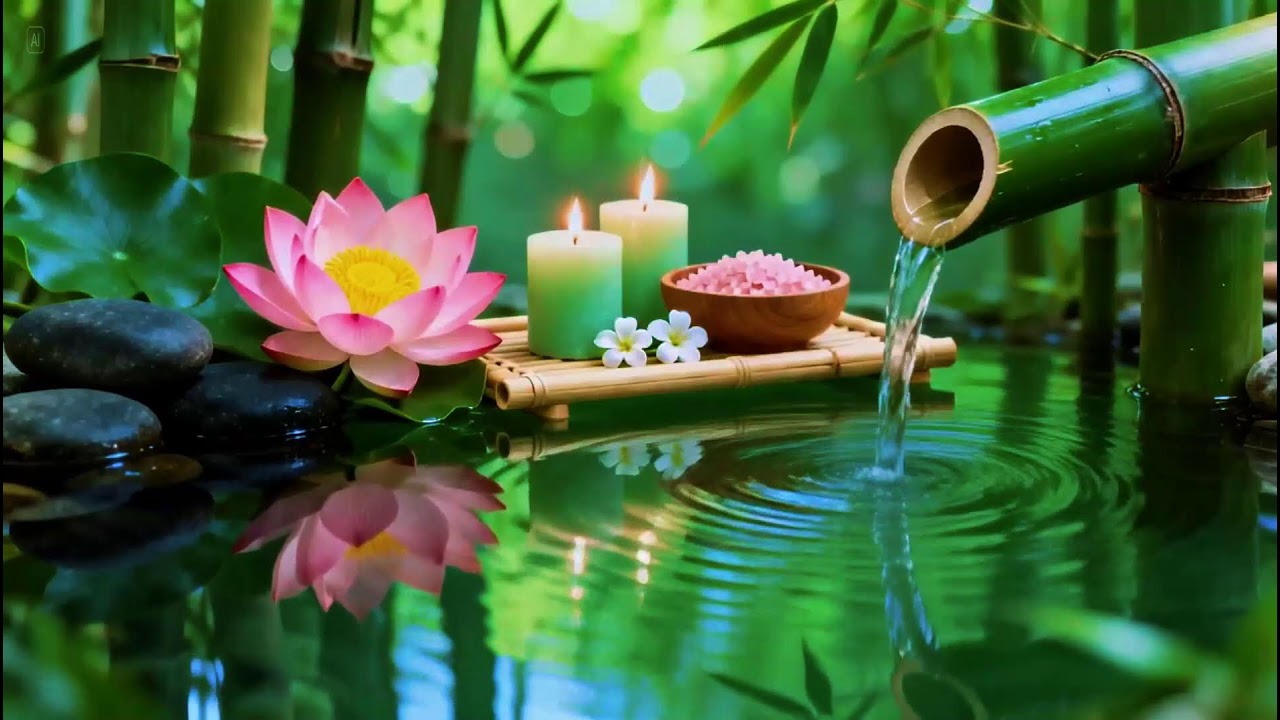 Relaxing Sleep Music with Bamboo Water Sound🌿Insomnia Relief,Stress Relief,Calm Anxiety & Meditation