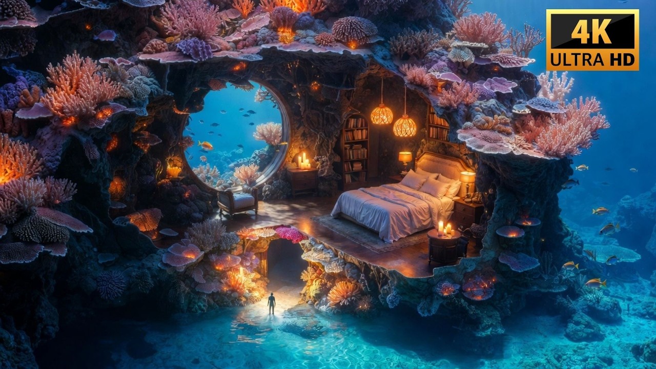 This Man Built a SECRET BEDROOM Inside a CORAL REEF Cave — Underwater Building (ASMR)