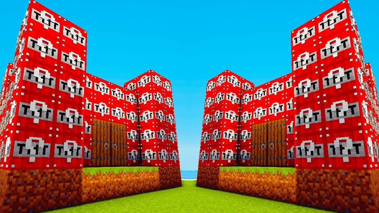 TNT LUCKY BLOCK FORT 1 VS 1 CHALLENGE - Minecraft Mod Challenge
