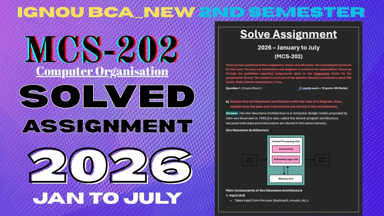 MCS-202 SOLVED ASSIGNMENT Jan-26/July-26 | IGNOU BCA_NEW 2nd Semester Solved Assignment 2026 | IGNOU