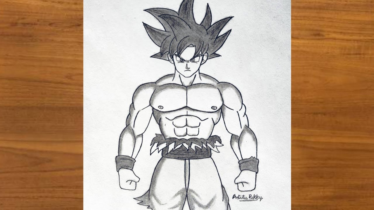 How to draw Goku Ultra Instinct Full Body out of Stick Man | Easy Step by Step