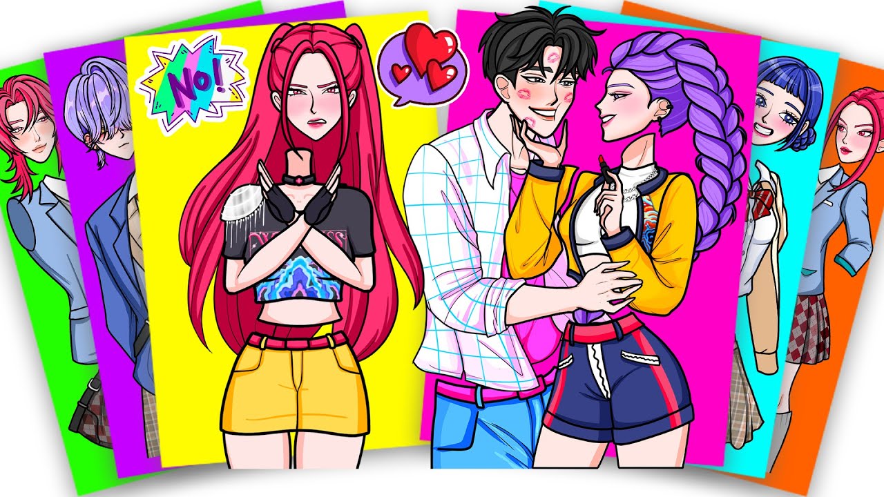 HUNTRIX MIRA HATE COUPLE RUMI and JINU SAJA BOYS ?? KPOP DEMON HUNTERS | Sticker Book DIY