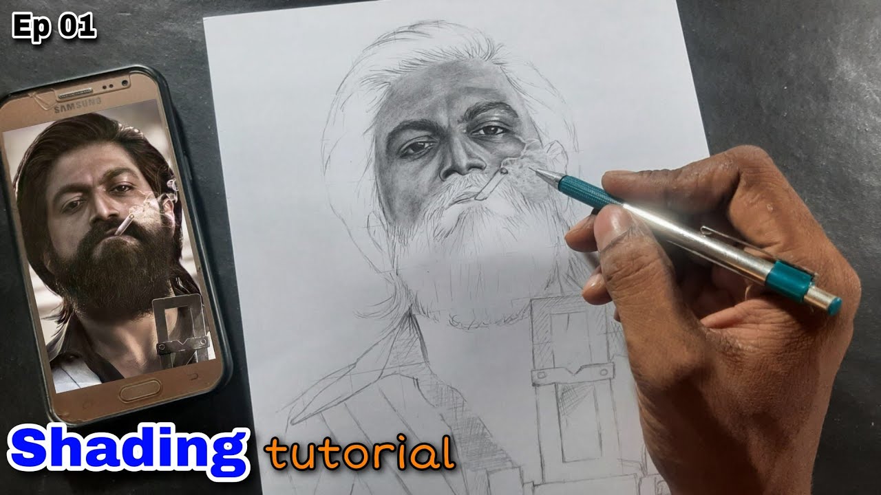 How to draw KGF Chapter 2 Yash 🔥 || Shading tutorial Ep 01 ( Face shading )